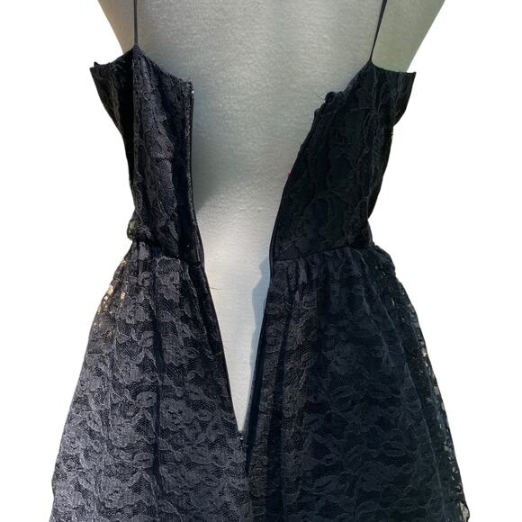 VTG 90s Whimsigoth Dress Sz M Black Lace Tiered Sequins Fairygrunge Sweetheart - Picture 10 of 16